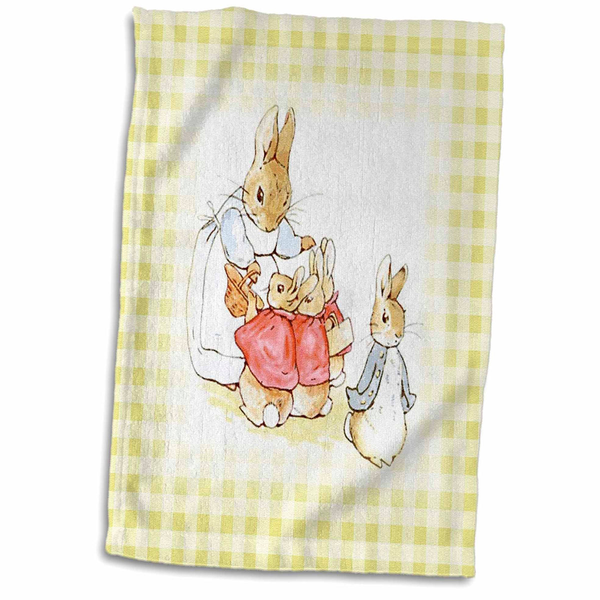 3dRose Image of Peter Rabbit On Cream Checks - Towels (twl-234301)