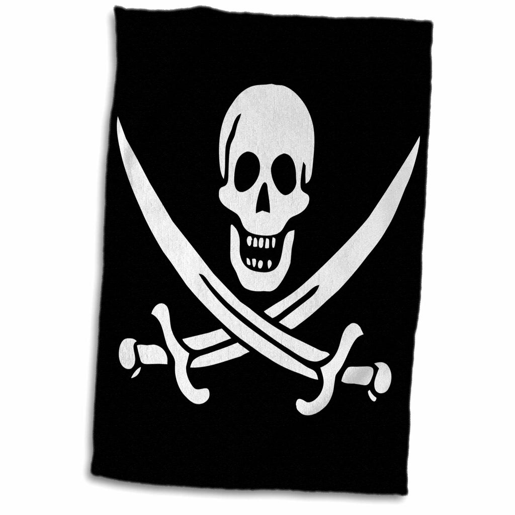 3dRose Sven Herkenrath Skull - Black and White Pirate of Skull - Towels (twl-236504)
