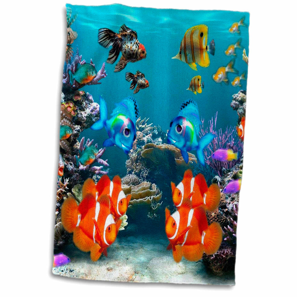 3dRose Sven Herkenrath Sealife - Graphic Design of Aquarium Style - Towels (twl-236505)