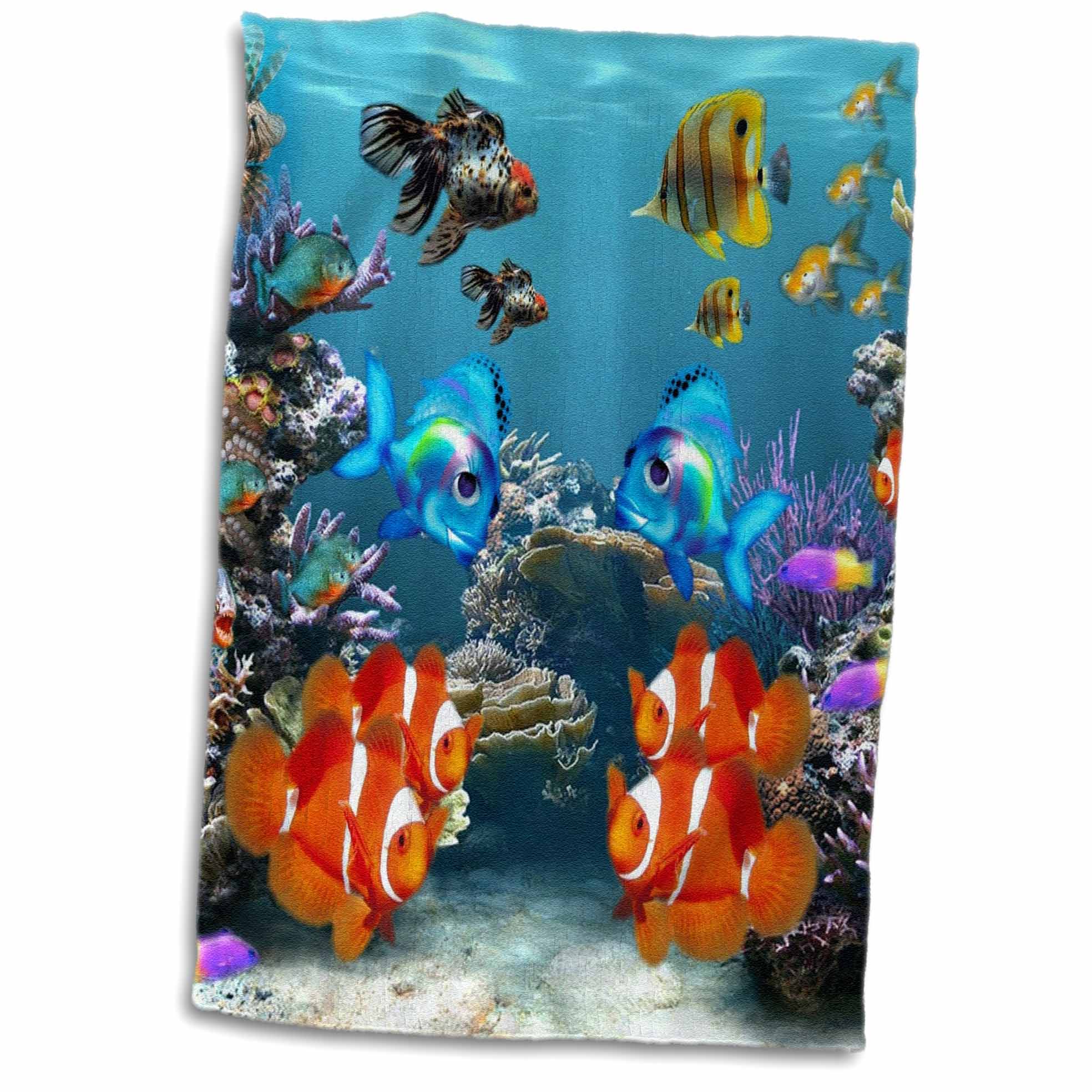 3dRose Sven Herkenrath Sealife - Graphic Design of Aquarium Style - Towels (twl-236505)