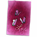 3dRose Sven Herkenrath Love - Love Style with Butterfly and Pink Background - Towels (twl-236718)