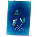 3dRose Sven Herkenrath Love - Love Style with Butterfly and Blue Background - Towels (twl-236721)
