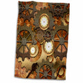 3dRose Heike Köhnen Design Steampunk - Steampunk Clocks Gears in Golden Design - Towels (twl-239732)