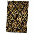 3dRose Anne Marie Baugh - Glam - Glam Gold and Black Large Damask Pattern - Towels (twl-239966)