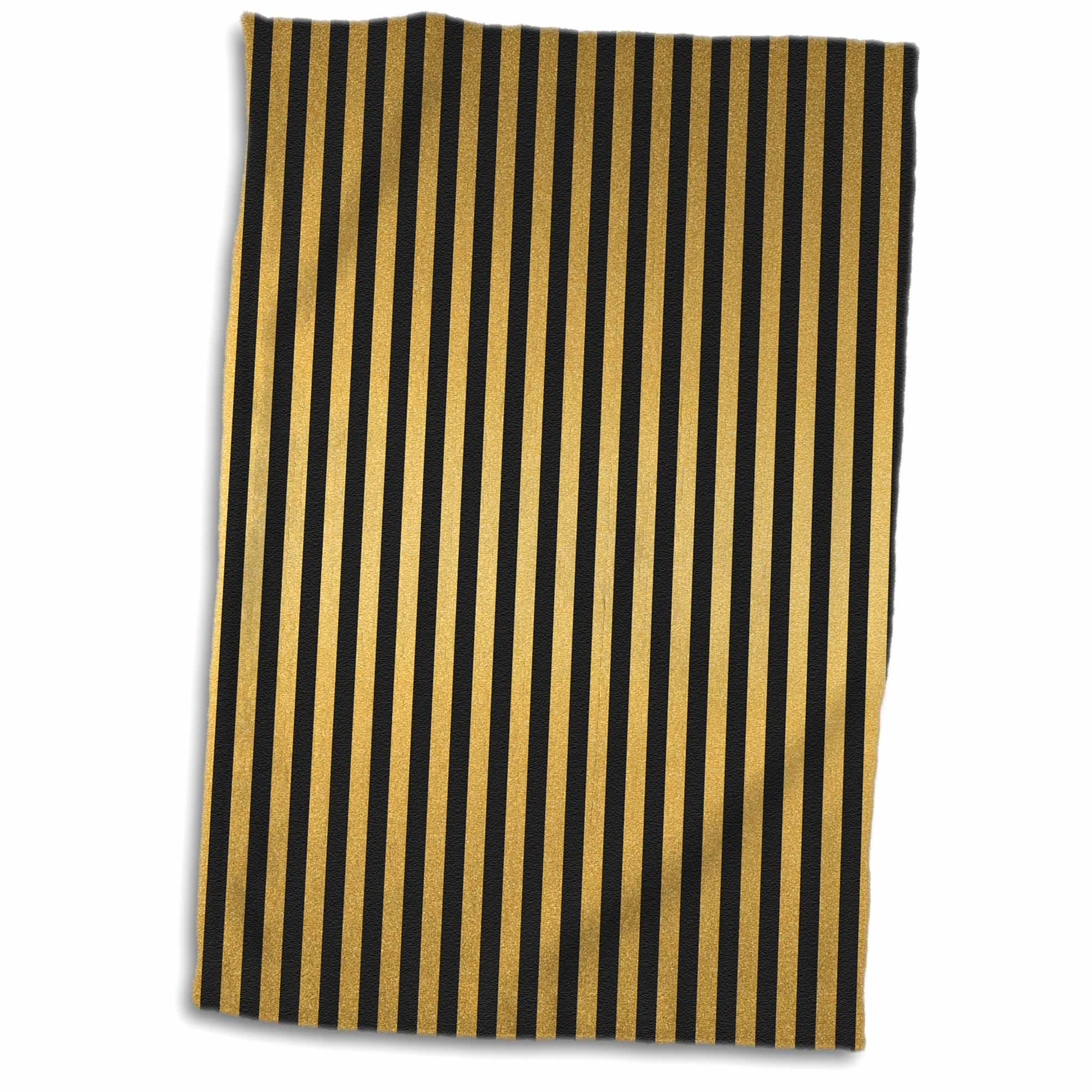 3dRose Anne Marie Baugh - Glam - Glam Gold and Black Stripes - Towels (twl-239967)