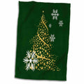 3dRose Faux Gold Leaf Christmas Tree with White Snowflakes and Green - Towels (twl-240139)