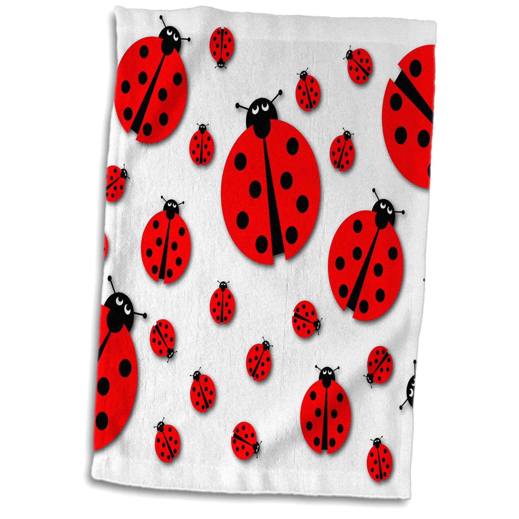 3dRose Many Different Sized Ladybugs on White Background. - Towels (twl-240405)