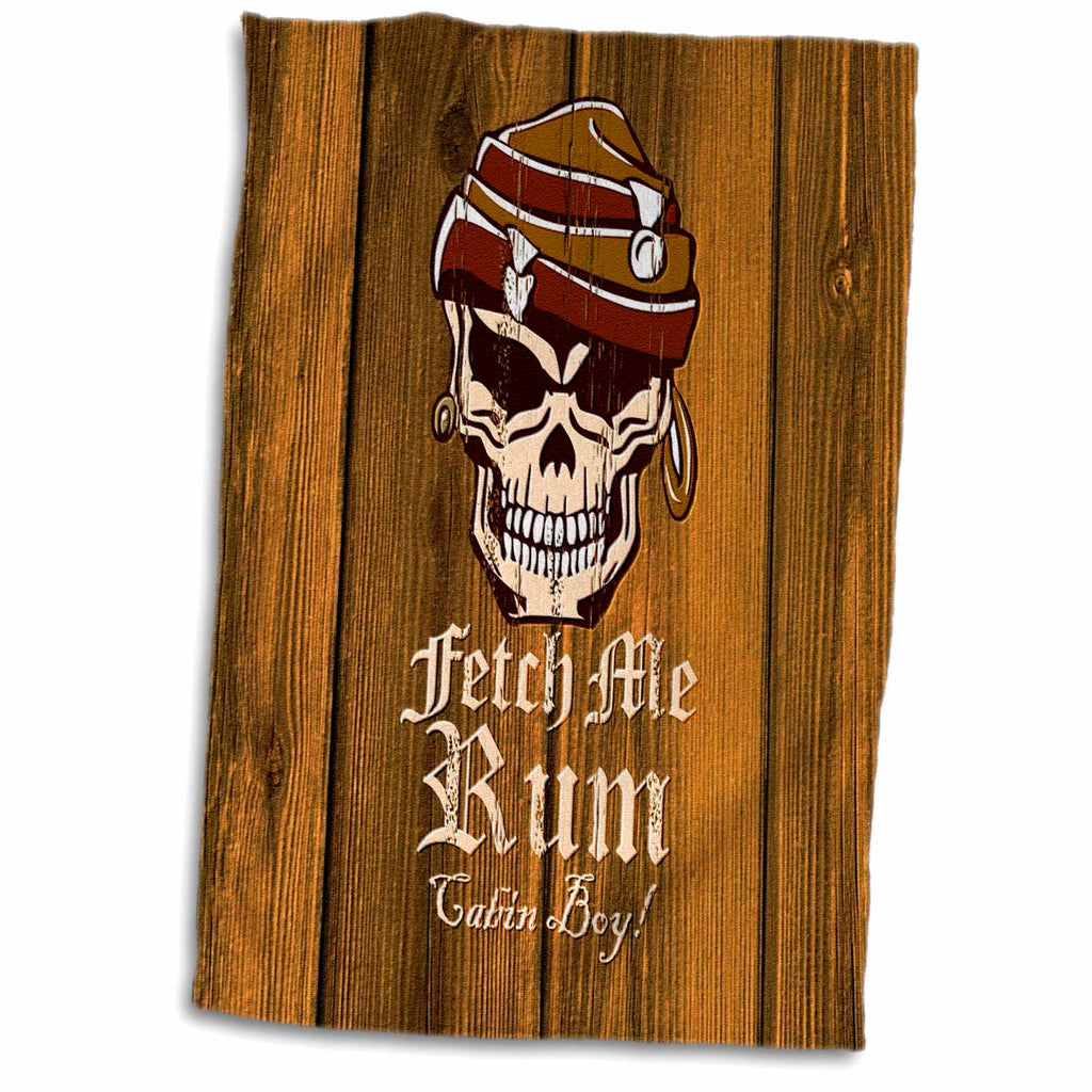 3dRose Russ Billington Designs - Fetch Me Rum- Distressed Pirate Skull Design - Towels (twl-240984)