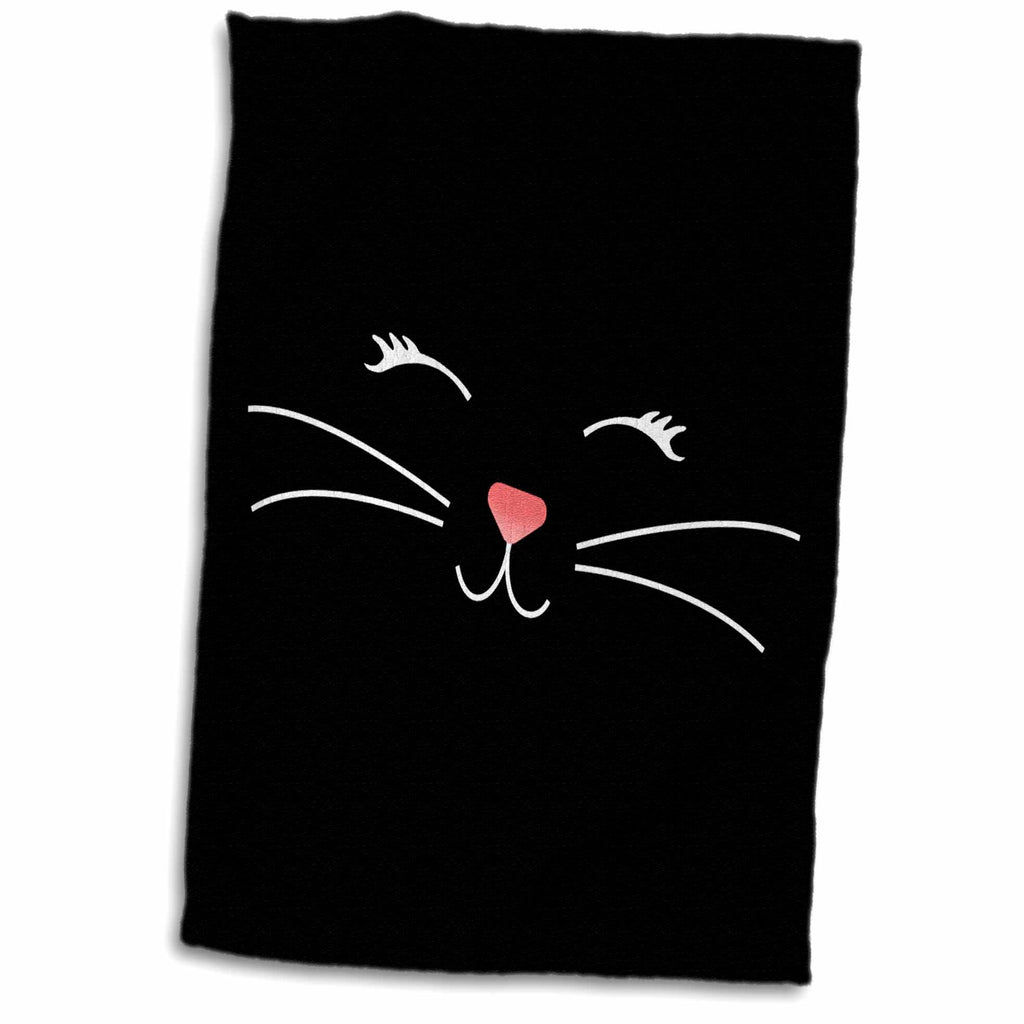 3dRose Too Cute Black Kitty Cat Face Nose and Whiskers - Towels (twl-242329)