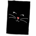3dRose Too Cute Black Kitty Cat Face Nose and Whiskers - Towels (twl-242329)