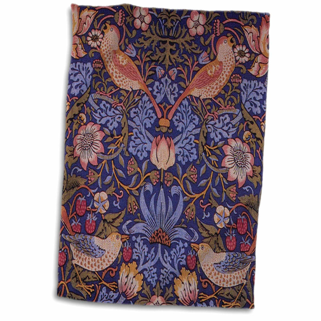 3dRose Image of William Morris Strawberry Thief with Birds - Towels (twl-243618)