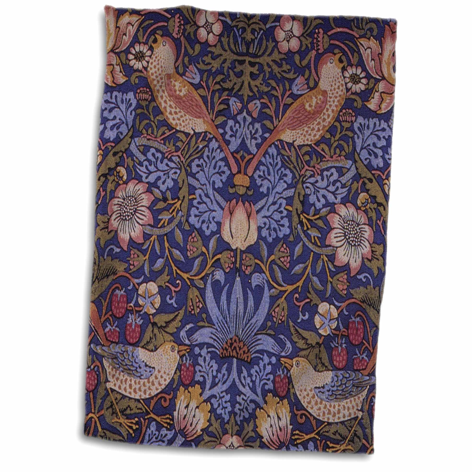 3dRose Image of William Morris Strawberry Thief with Birds - Towels (twl-243618)
