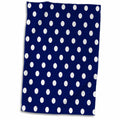 3dRose Navy Blue and White Polka Dot Print - Towels (twl-24685)