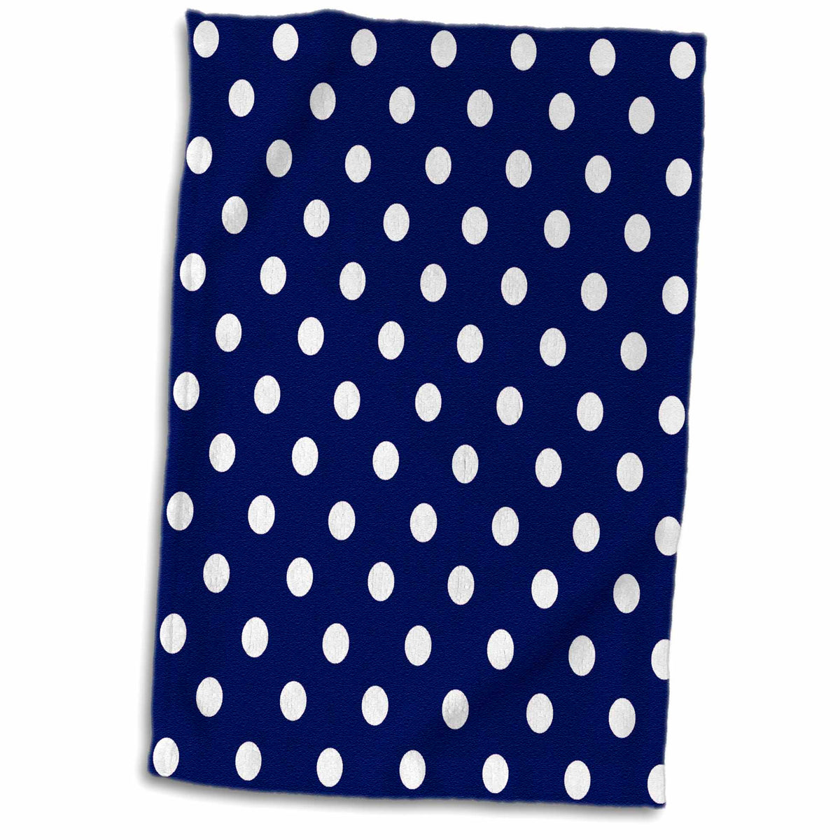 3dRose Navy Blue and White Polka Dot Print - Towels (twl-24685)