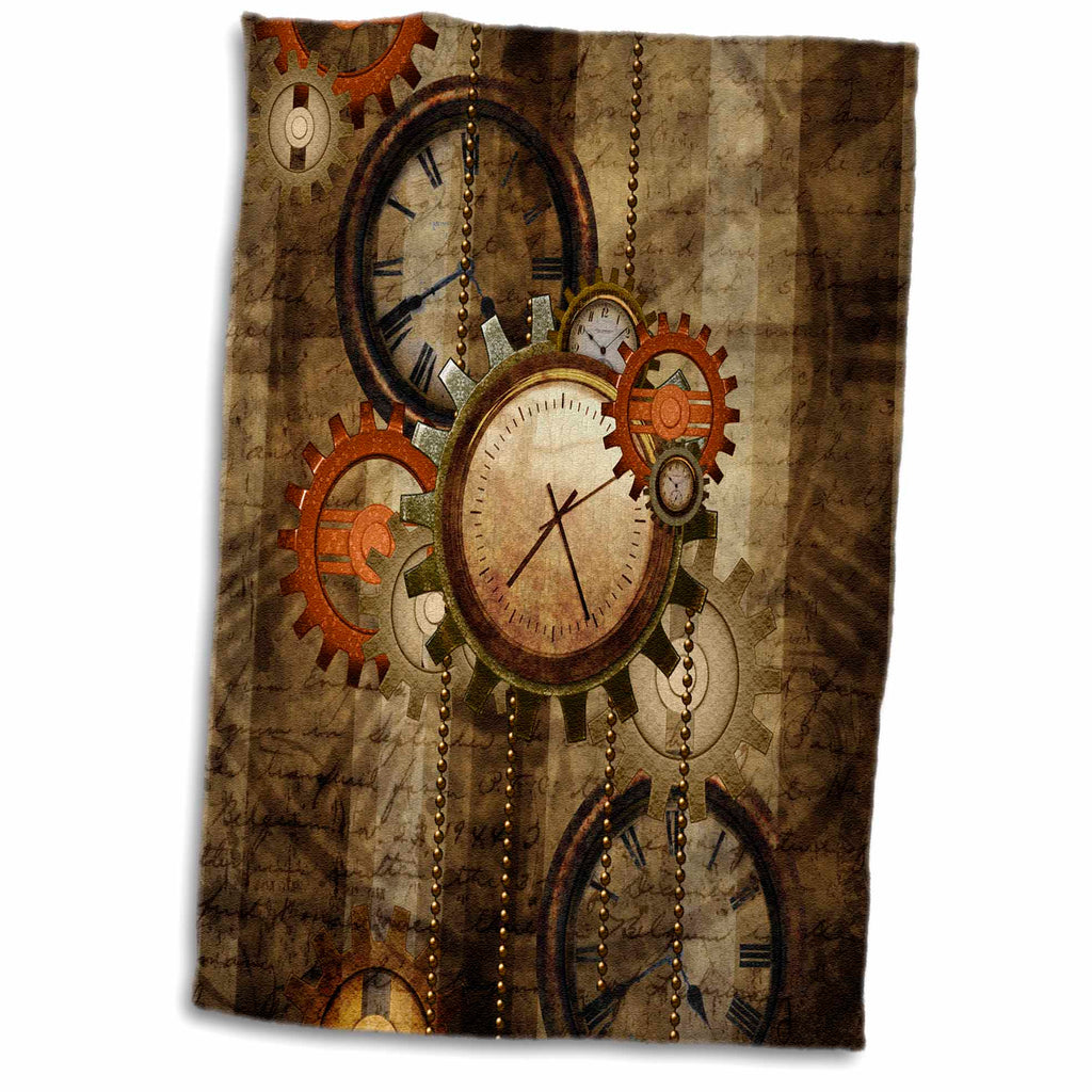 3dRose Steampunk in Noble Design, Clocks and Gears - Towels (twl-251909)