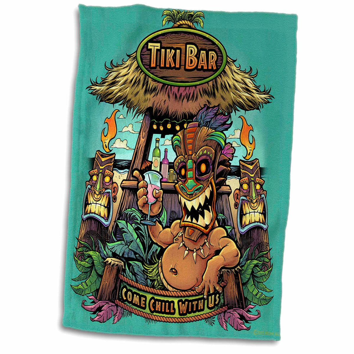 3dRose Tiki guy hanging out at a Tiki bar - Towels (twl-252467)