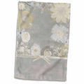 3dRose Flowers of Pastel Creams, Yellow, and Gray with Gold Striped Bow - Towels (twl-254448)