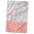 3dRose Chic Trendy Girly Pink Blush Rose Gold Glitter Gemstone Marble - Towels (twl-265472)