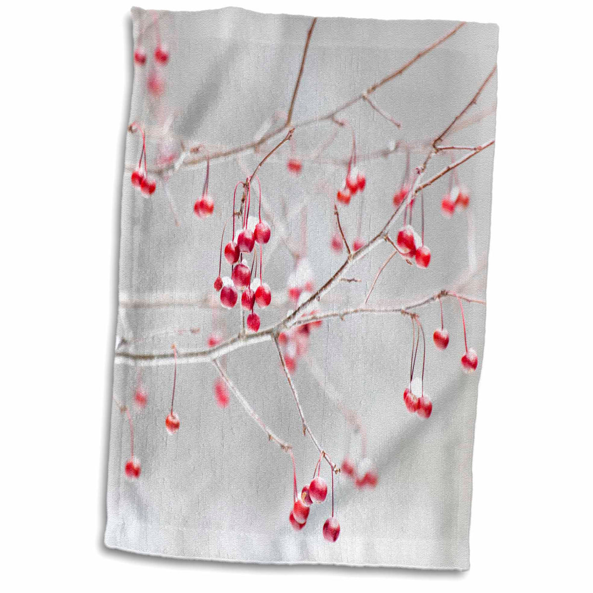 3dRose Red Winter Season Branches ICY Berries Christmas Holiday Colors - Towels (twl-266464)