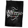 3dRose Merry Christmas Black and White Chalkboard Holiday Typography - Towels (twl-266774)