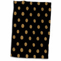 3dRose Glitter Sparkle Shiny Gold Polkadots on Black - Towels (twl-267028)