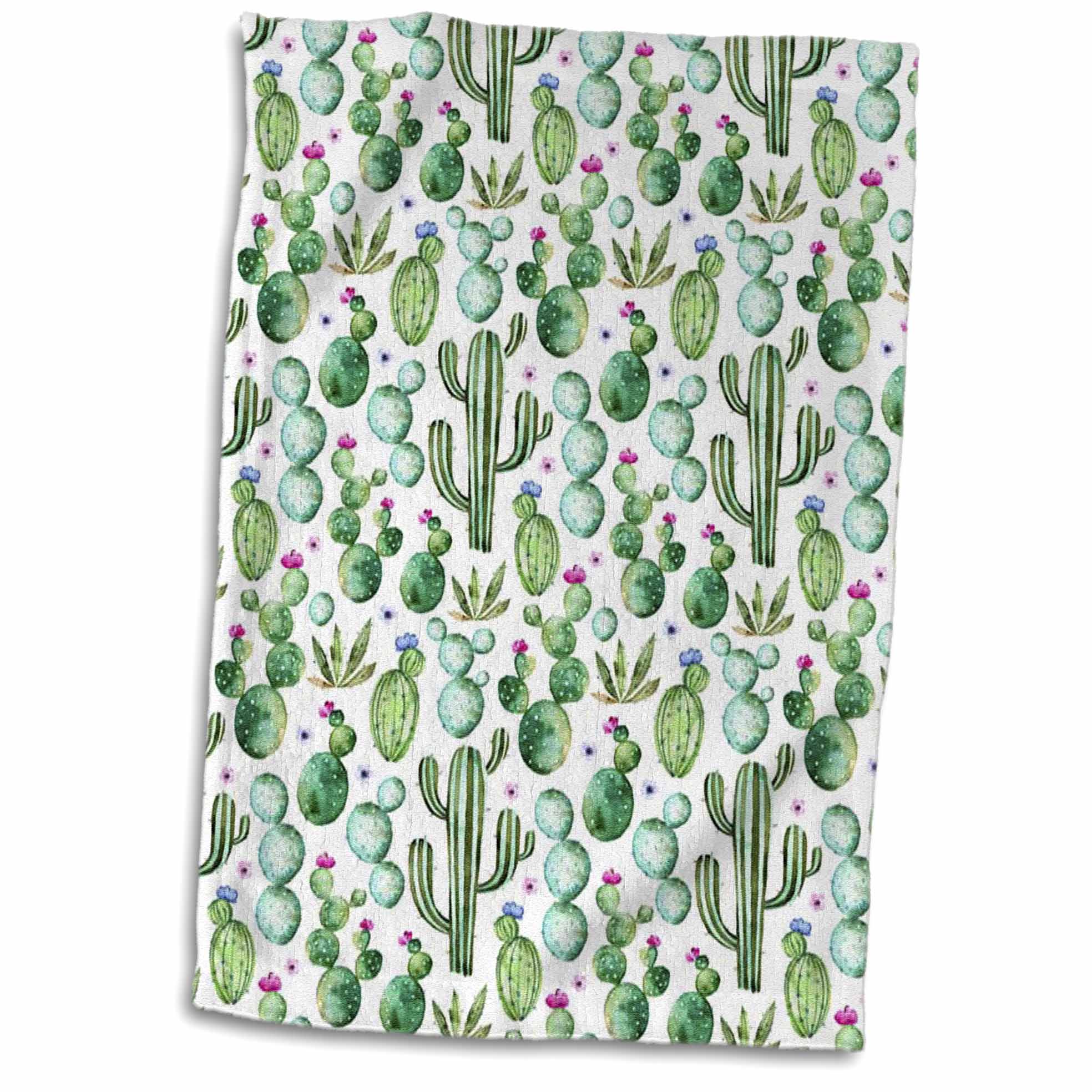 3dRose Anne Marie Baugh - Pattern - Watercolor Cactus Pattern - Towels (twl-267417)