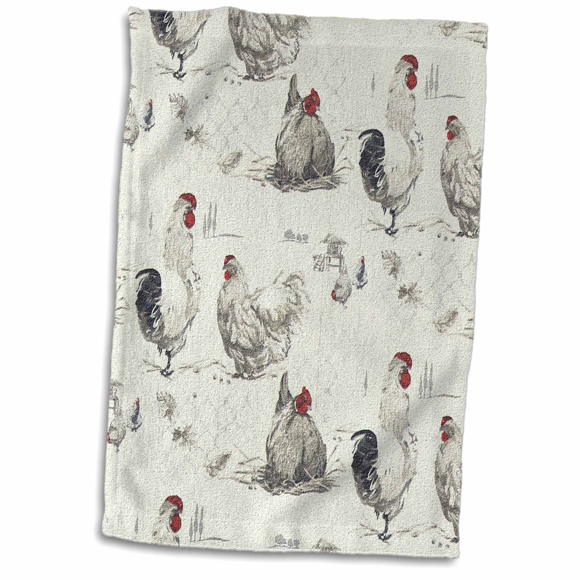 3dRose RinaPiro - Pattern - Rooster Chicken Country Farm. - Towels (twl-268730)