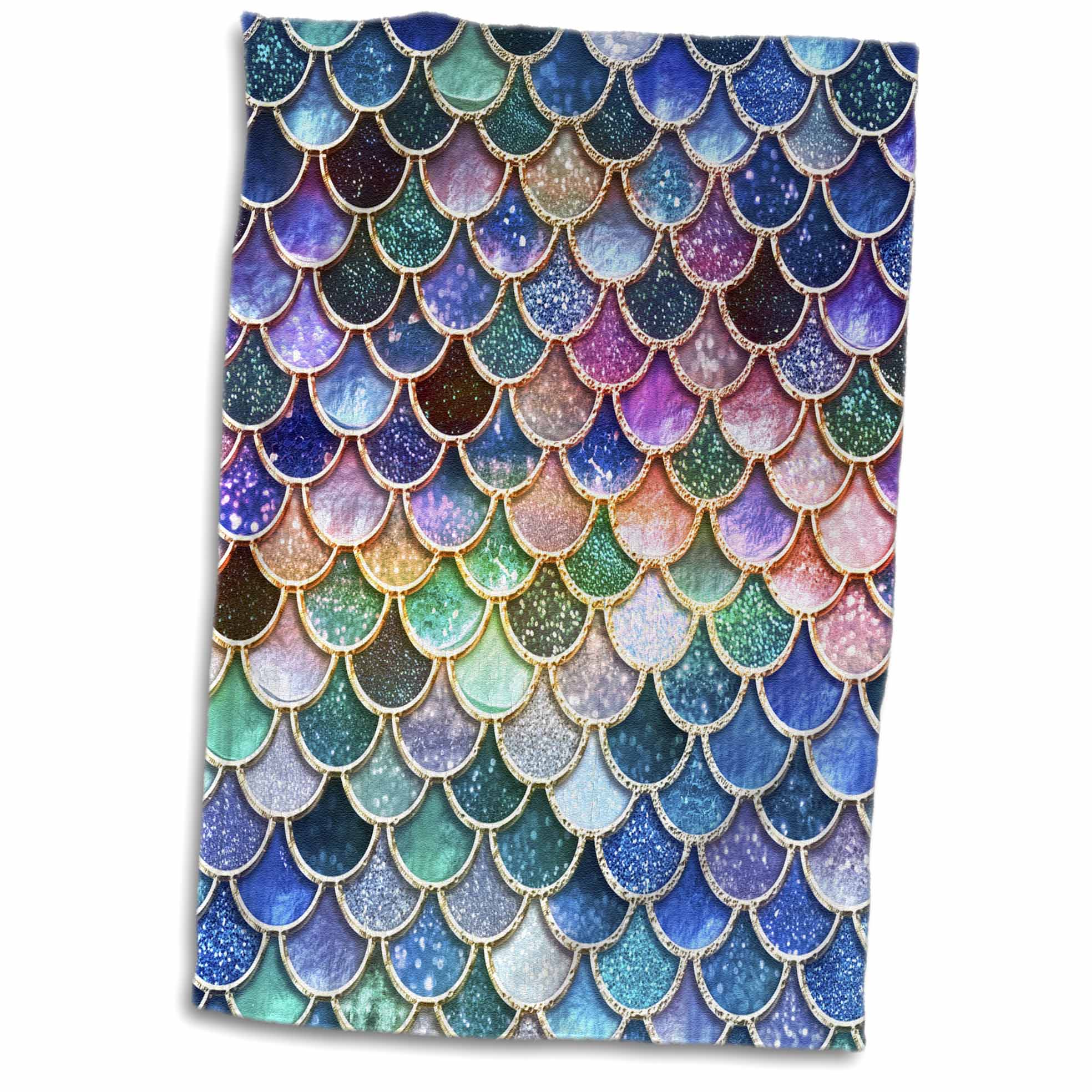 3dRose Multicolor Trend Pink Luxury Elegant Mermaid Scales Glitter - Towels (twl-272866)