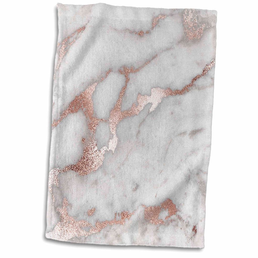 3dRose Image of Chic Gray Trendy Copper Rose gold Marble Agate Gemstone Rock... - Towels (twl-275197)