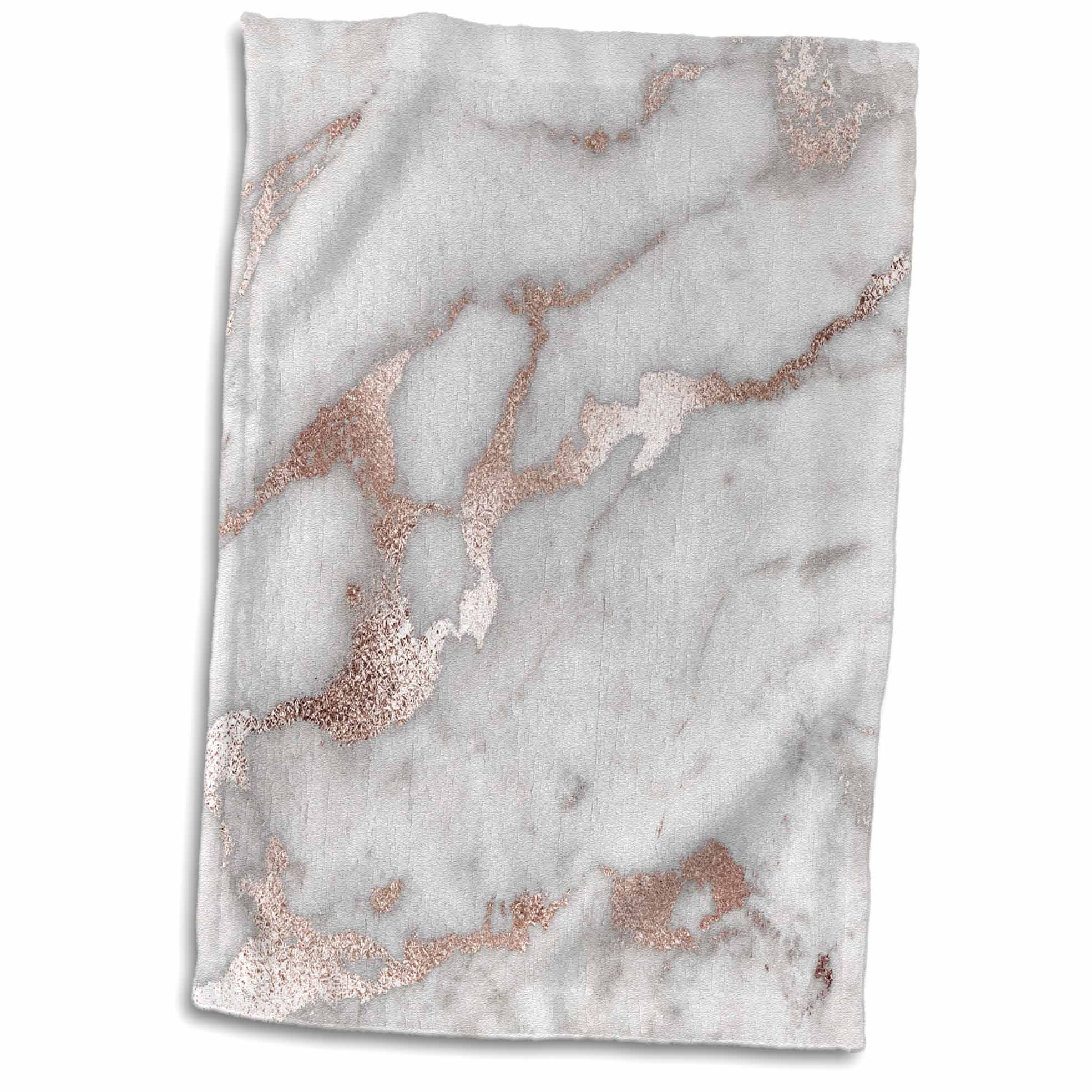 3dRose Image of Chic Gray Trendy Copper Rose gold Marble Agate Gemstone Rock... - Towels (twl-275197)