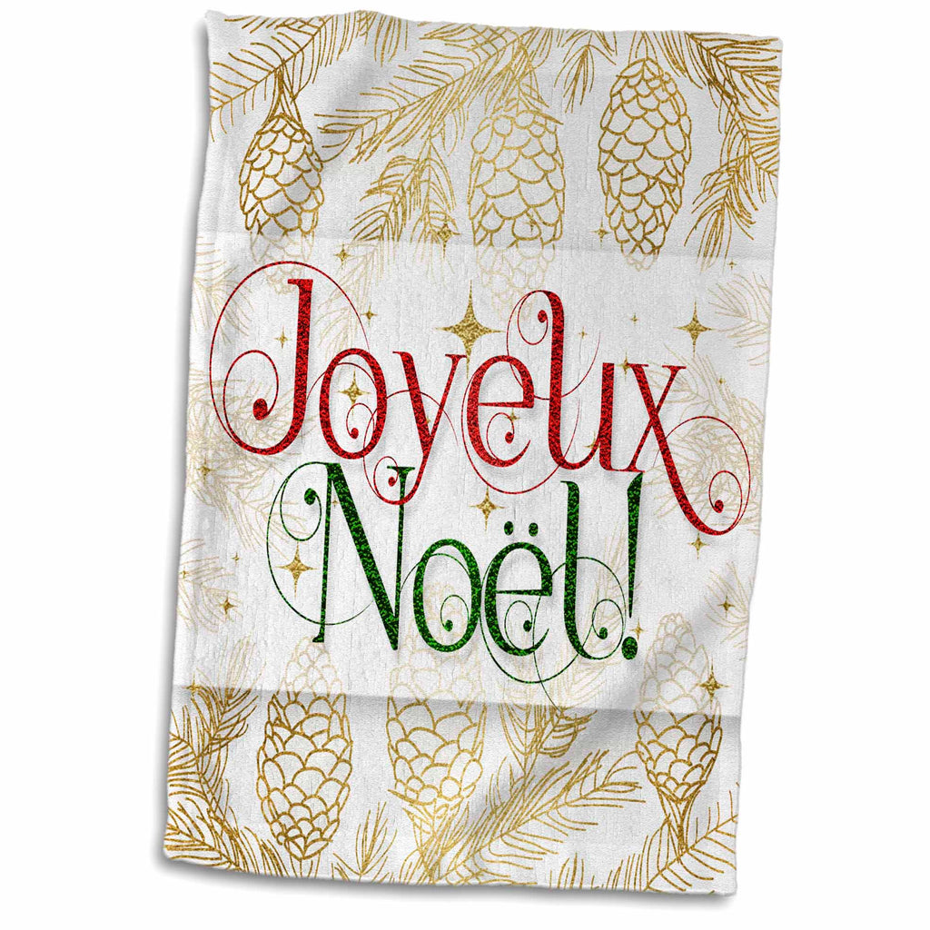 Christmas Hand Towels – Joyeux Noël Cotton Polyester Towel for Kitchen or Gym