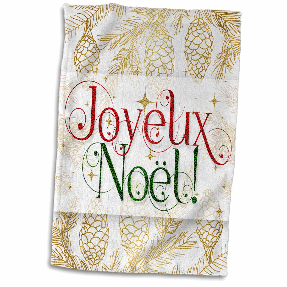 Christmas Hand Towels – Joyeux Noël Cotton Polyester Towel for Kitchen or Gym