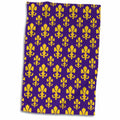 3dRose Fleur de lis Pattern in LSU Colors Dark Purple and Canary Yellow - Towels (twl-31334)