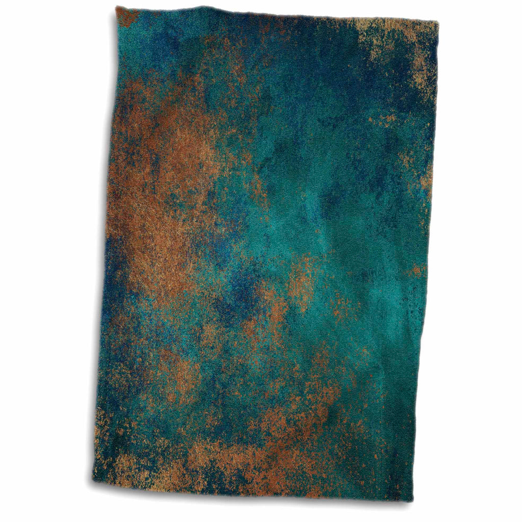 3dRose Anne Marie Baugh - Abstract - Teal and Image Of Copper Abstract - Towels (twl-316248)