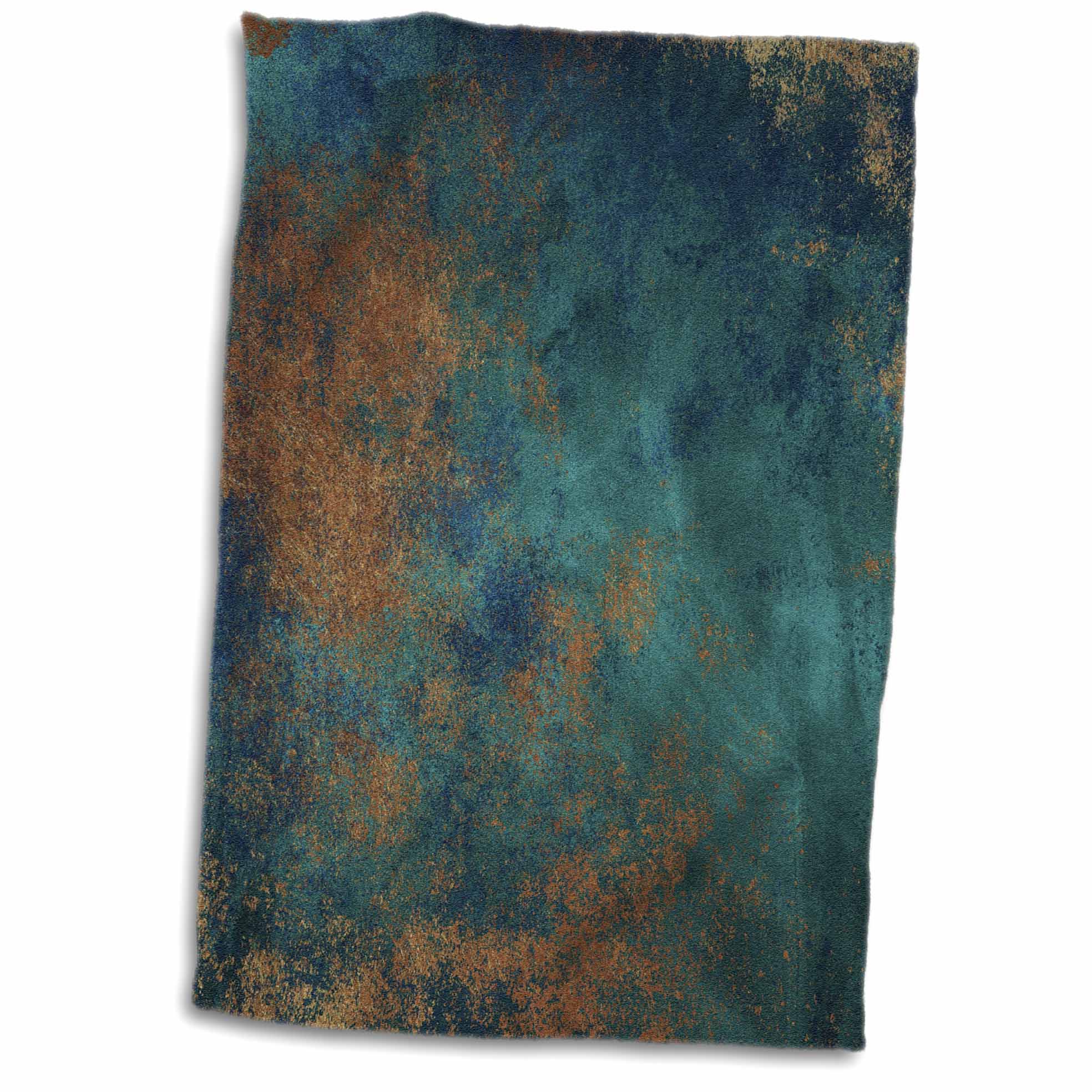 3dRose Anne Marie Baugh - Abstract - Teal and Image Of Copper Abstract - Towels (twl-316248)
