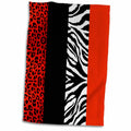 3dRose Red, Black, Orange and White Animal Print - Leopard and Zebra - Towels (twl-35438)