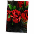 3dRose Florene Flowers - Red Roses On Black - Towels (twl-37240)