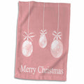 3dRose White Ornaments Pink Christmas- Holiday Inspirations - Towels (twl-39369)