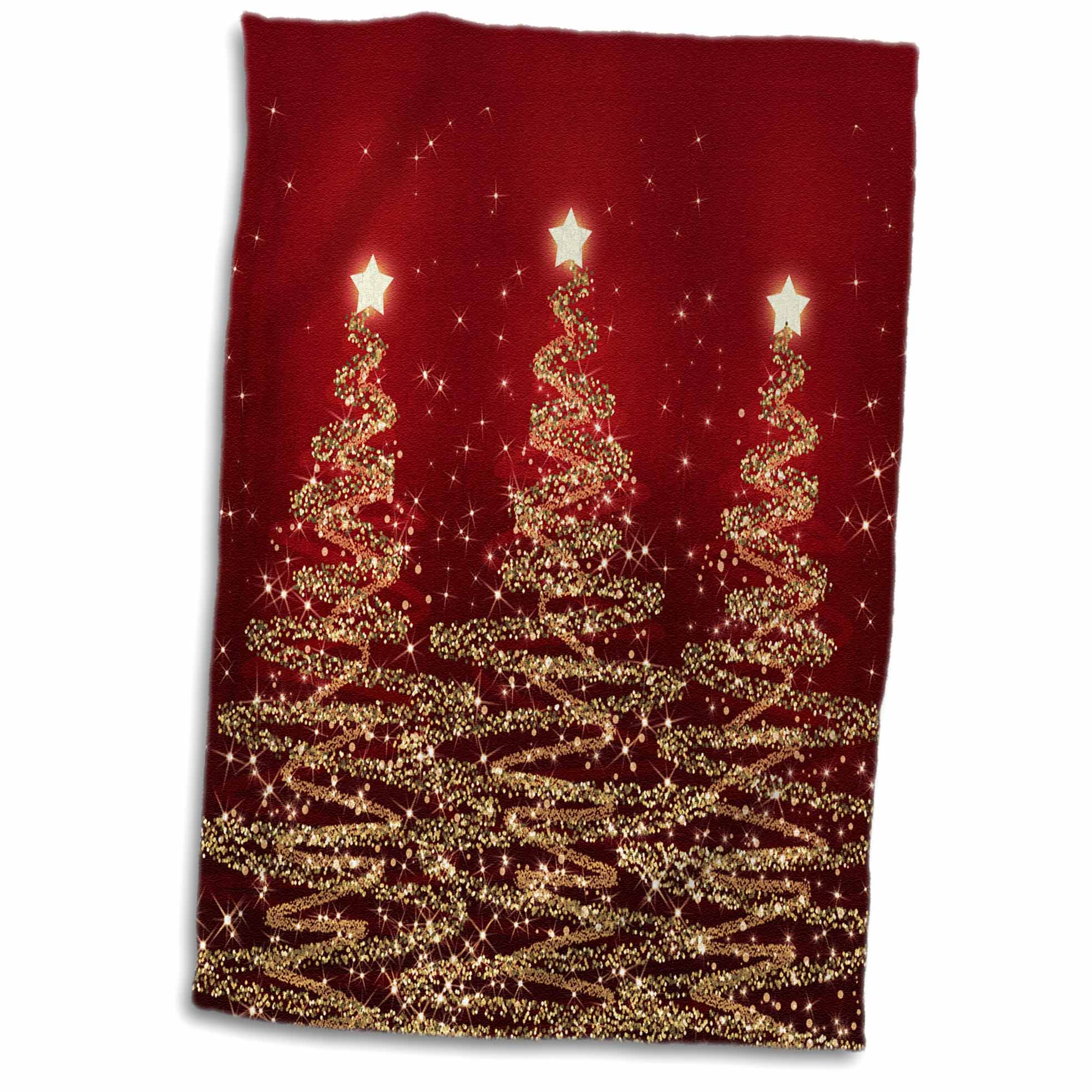 3dRose Rewards4life Gifts - Sparkling Christmas Trees Red - Towels (twl-41060)