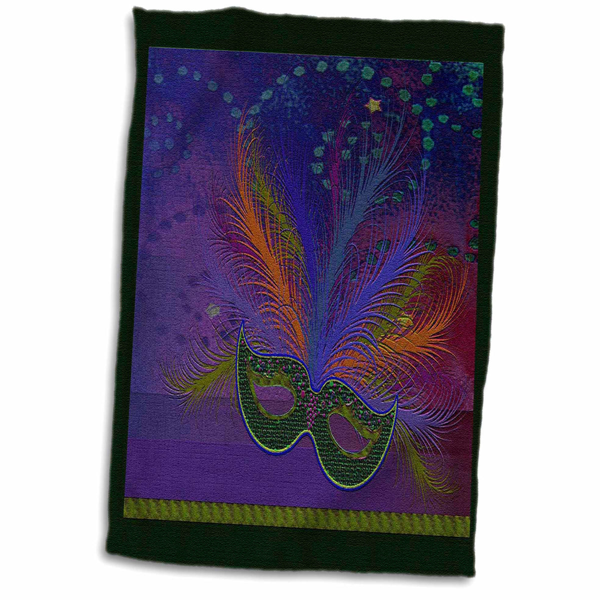 3dRose Beverly Turner Mardi Gras Design - Mardi Gras Mask, Purple - Towels (twl-43299)