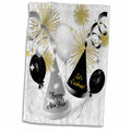 3dRose Happy New Year Black, White and Gold Not Year Specific - Towels (twl-52310)