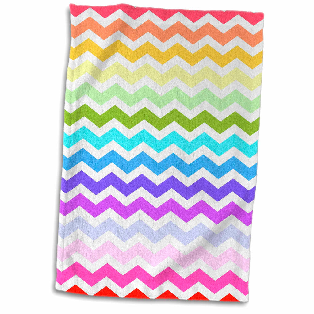 3dRose Bright Colorful Rainbow Chevron Zig Zag Stripes aka Multicolored - Towels (twl-56650)