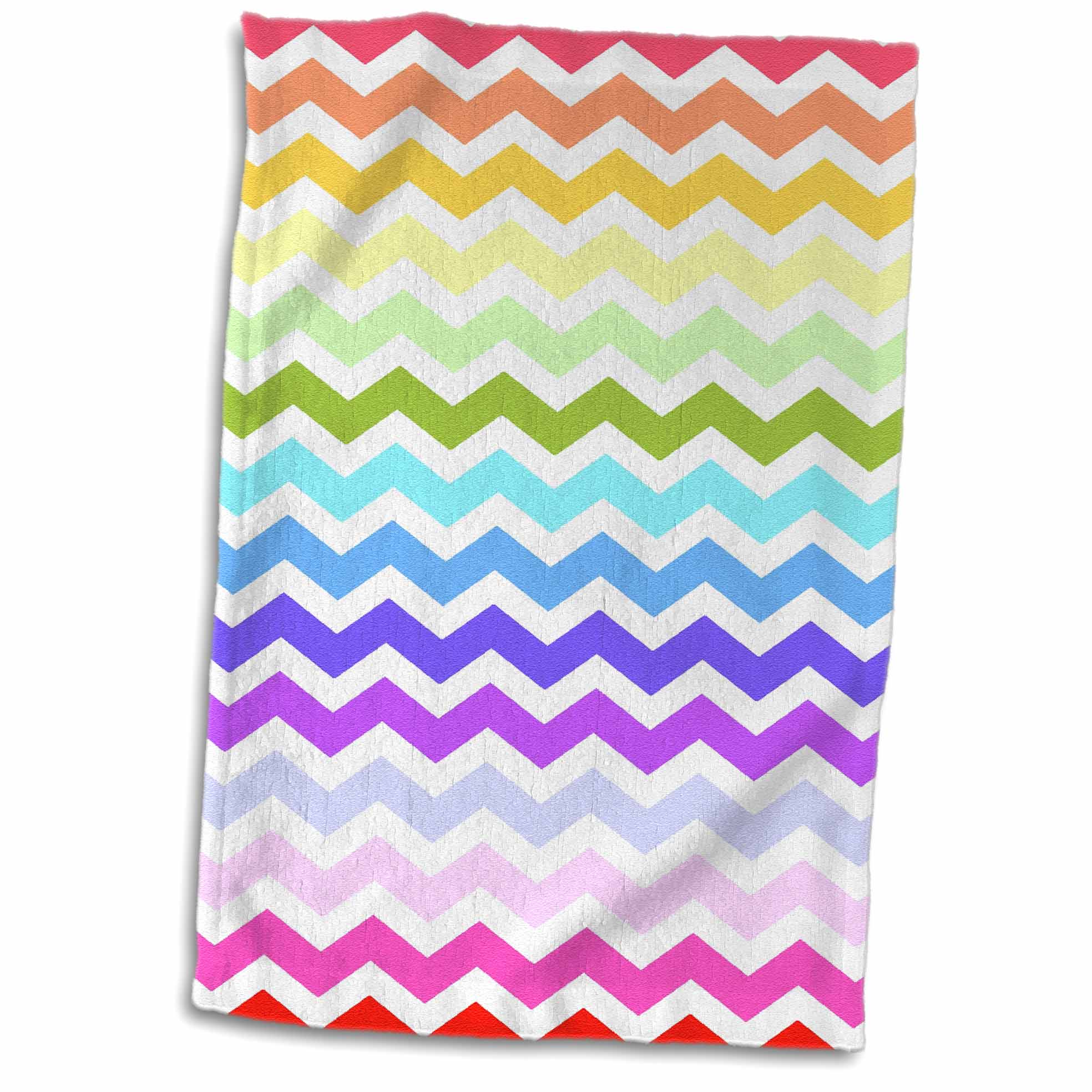3dRose Bright Colorful Rainbow Chevron Zig Zag Stripes aka Multicolored - Towels (twl-56650)
