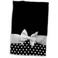 3dRose Cute Fifties Style Black and White Polka dot Pattern with Elegant... - Towels (twl-56662)