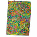 3dRose Florene Designer Paisley - Lime Hot Pink Orange n Purple Batik Paisley - Towels (twl-60517)