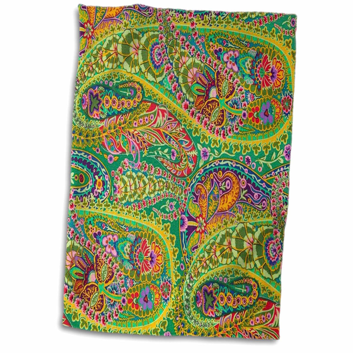3dRose Florene Designer Paisley - Lime Hot Pink Orange n Purple Batik Paisley - Towels (twl-60517)