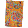 3dRose Florene Designer Paisley - Lime Orange n Pink Batik Paisley - Towels (twl-60518)