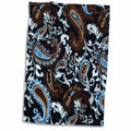 3dRose Florene Designer Paisley - Black Blue n Brown Paisley - Towels (twl-61903)