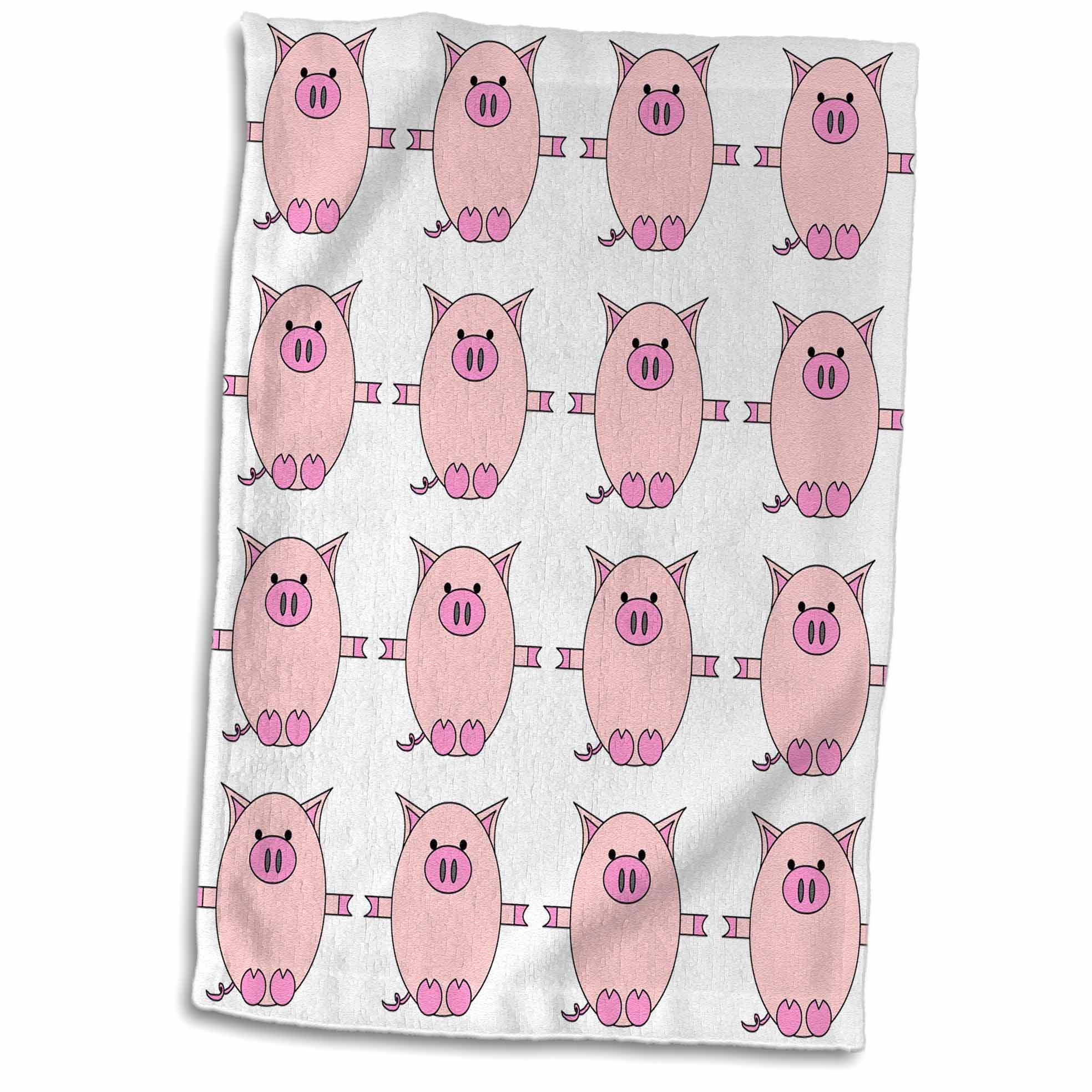 3dRose Janna Salak Designs Farm Animals - Piggy Power – Pink Pig Print - Towels (twl-6295)