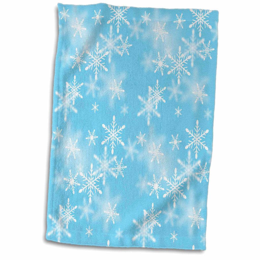 3dRose Floating White Snowflakes Against A Light Blue Background - Towels (twl-65567)